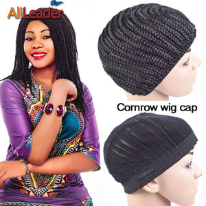 2Pcs/Lot Crochet Wig Cap Large Size Cornrow Braided Lace Wig Caps Great Elastic 52Cm-66Cm Black Easier Sew Glueless Lace Wig Cap