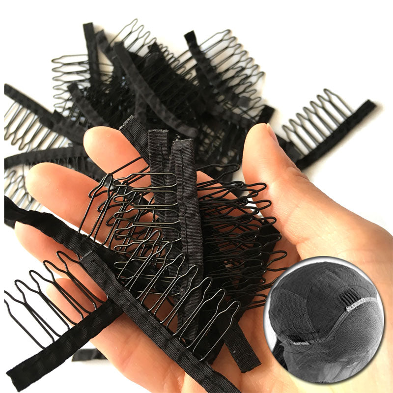 Wig Comb With Polyster Cloth 7 Teeth Wig Accessories Hair Wig Combs 10-100Pcs Wholesale Black Lace Wig Clips