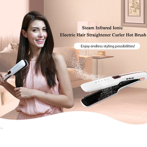 Professional Steam Hair Brush Steampod Fast Hair Straightener Electric Ionic Comb Spray Vapor Infrared Flat Iron Styling Tools