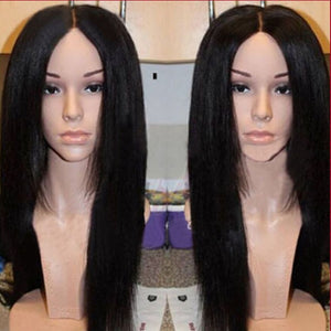 MRWIG light yaki synthetic hair lace front wig/no lace wig middle part 3-4inch baby hair 1b# woman glueless lace wig