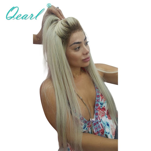 Qearl Brazilian Remy Hair Full Lace Wig 4/60# Blonde Ombre Lace Wig Real Human Hair Pre Plucked Natural hairline for White women