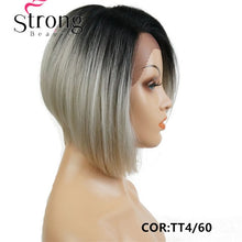 Charger l&#39;image dans la galerie, StrongBeauty Ombre Bob Lace Wig with L Part  Lace Front Wig Hand tied Invisible Synthetic Straight Wigs