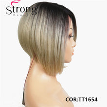 Charger l&#39;image dans la galerie, StrongBeauty Ombre Bob Lace Wig with L Part  Lace Front Wig Hand tied Invisible Synthetic Straight Wigs