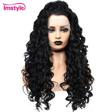 Charger l&#39;image dans la galerie, Imstyle Lace Front Wigs Long Black Curly Wigs For Women Synthetic Hair Lace Wig Heat Resistant Fiber Glueless Natural Hair Wig