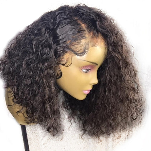 180% Density Short Curly Full Lace Wig Pre Plucked Brazilian Remy Human Hair Lace Wig With Baby Hair For Women Pre Plucked Favor