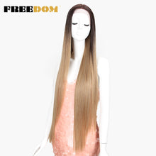 Charger l&#39;image dans la galerie, FREEDOM Synthetic Lace Front Wig 38 Inches deep patr Long Straight Wigs Ombre  Cosplay Wigs Synthetic Lace Wig For Black Women