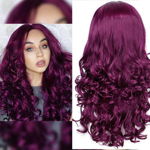 I's a wig Long WavySynthetic Lace Front Wigs Purple Lace Wig For Black /White Women can Cosplay Wave Pink Brwon Wigs