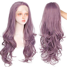 Charger l&#39;image dans la galerie, I&#39;s a wig Long WavySynthetic Lace Front Wigs Purple Lace Wig For Black /White Women can Cosplay Wave Pink Brwon Wigs