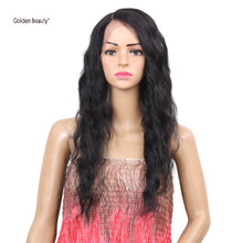 Charger l&#39;image dans la galerie, 26inch Wavy Synthetic Wig Long Black Wig Lace Front Synthetic Heat Resistant Wig Women Hair Glueless Lace Wig Golden Beauty