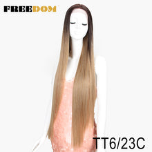 Charger l&#39;image dans la galerie, FREEDOM Synthetic Lace Front Wig 38 Inches deep patr Long Straight Wigs Ombre  Cosplay Wigs Synthetic Lace Wig For Black Women