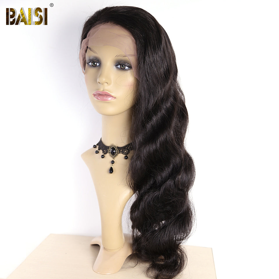 BAISI Brazilian Body Wave Natural Hairline Top Lace Wig Pre-plucked Lace Front Wigs Density 200%