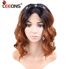 Charger l&#39;image dans la galerie, Leeons Ombre/Burgundy/Black Lace Front Synthetic Wig Blonde Lace Wig Side Part Lace Front Wig Heat Resistant Hair Synthetic