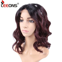 Charger l&#39;image dans la galerie, Leeons Ombre/Burgundy/Black Lace Front Synthetic Wig Blonde Lace Wig Side Part Lace Front Wig Heat Resistant Hair Synthetic