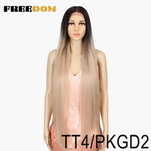 Charger l&#39;image dans la galerie, FREEDOM Synthetic Lace Front Wig 38 Inches deep patr Long Straight Wigs Ombre  Cosplay Wigs Synthetic Lace Wig For Black Women