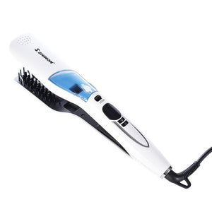 SHINON Dry/wet Hair Straightener Brush Professional Hair Salon Styling Heated Hair Comb Straightener Steam Vapor With LCD Screen