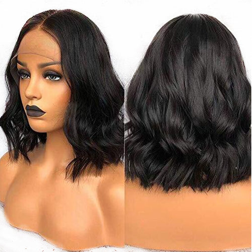 250% Density Full Lace Wig Wavy Short Bob Human Hair Wig Pre Plucked Bleached Knots Indian Remy Hair Lace Wig For Black Women