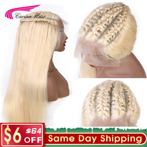 Carina 13x6 Frontal Lace Wig Remy 613 Blonde Lace Front Wig Brazilian Straight Virgin Wigs Human Hair 13x6 Wigs pre plucked