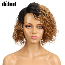 Charger l&#39;image dans la galerie, Debut Wig Human Hair Ombre Bob Lace Wig Short Ombre Curly Human Hair Wigs For Black Women Brazilian Remy Water Wave Lace Wig