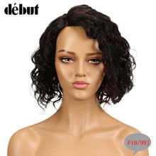 Charger l&#39;image dans la galerie, Debut Wig Human Hair Ombre Bob Lace Wig Short Ombre Curly Human Hair Wigs For Black Women Brazilian Remy Water Wave Lace Wig