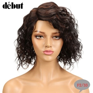 Debut Wig Human Hair Ombre Bob Lace Wig Short Ombre Curly Human Hair Wigs For Black Women Brazilian Remy Water Wave Lace Wig