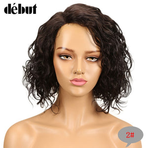 Debut Wig Human Hair Ombre Bob Lace Wig Short Ombre Curly Human Hair Wigs For Black Women Brazilian Remy Water Wave Lace Wig