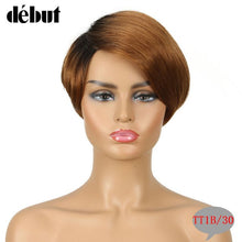 Charger l&#39;image dans la galerie, Debut Lace Wigs Human Hair Wigs For Black Women Part Lace Bob Short Wig Human Hair Straight Remy Ombre Lace Wig Free Shipping