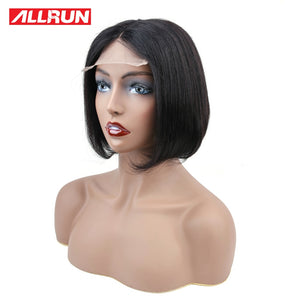 Allrun Short Bob Wig Brazilian Straight Hair Bob Lace Wig Lace Front Human Hair Wigs 4*4 Lace Frontal Wig non remy Human Hair